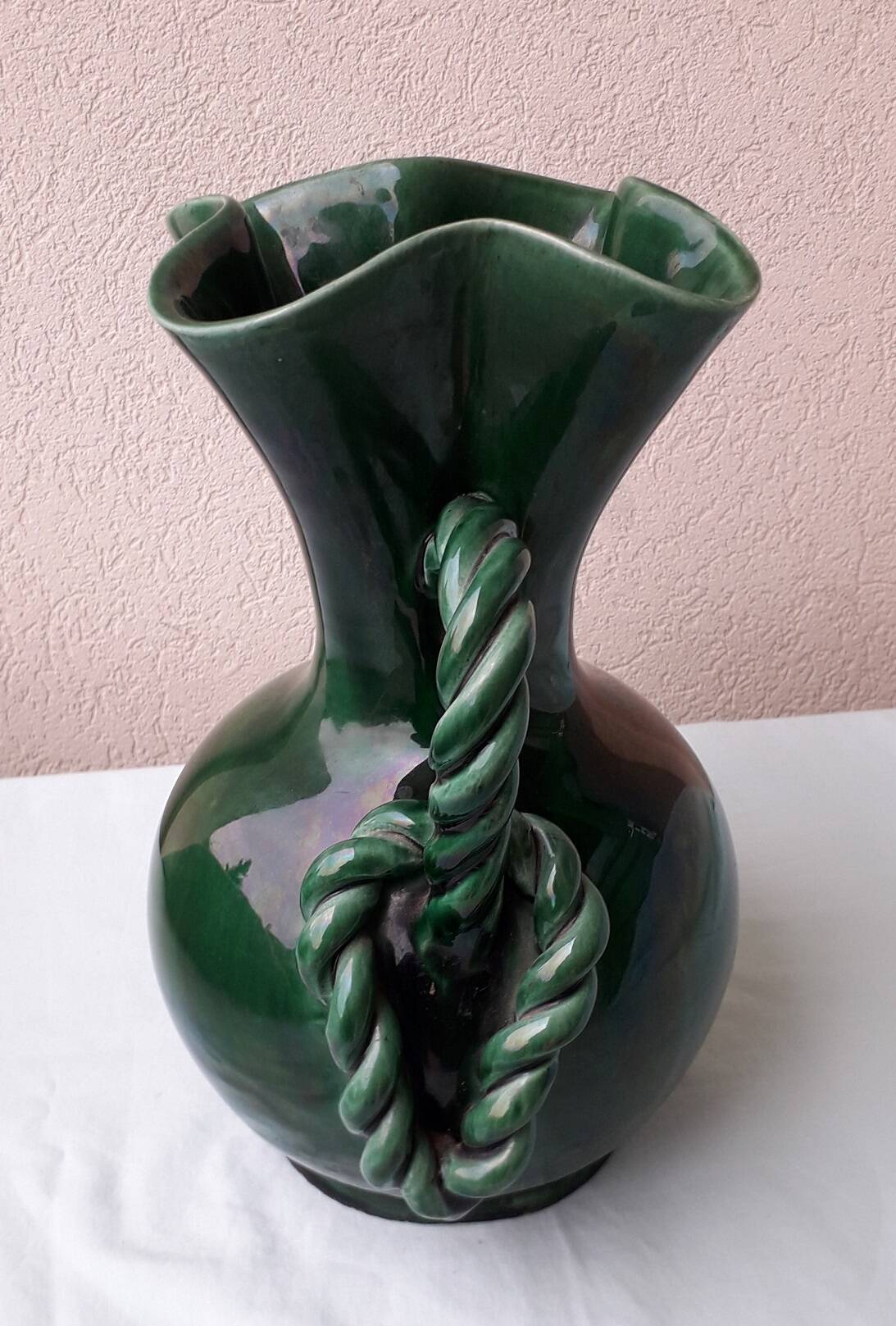 Green ceramic vase
