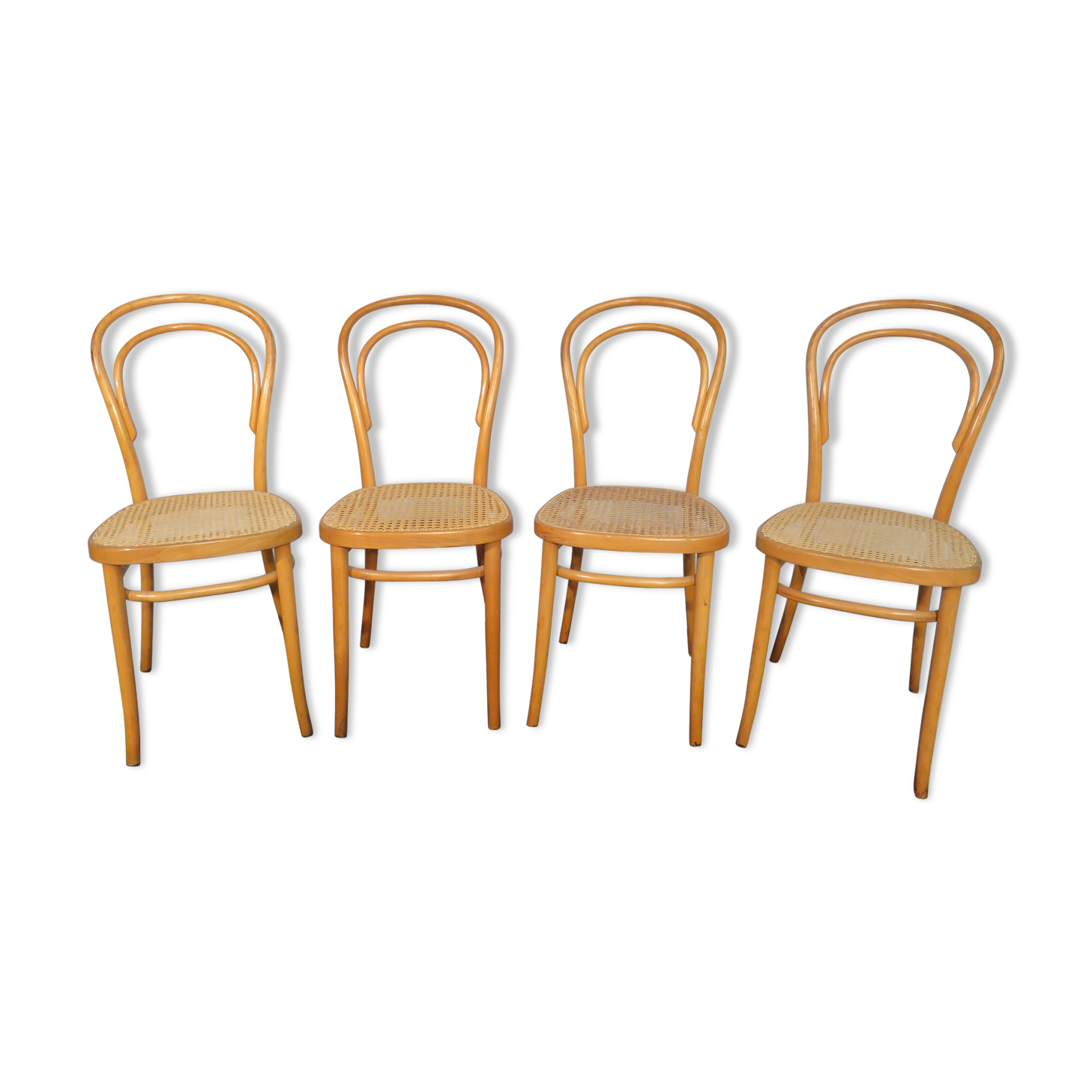 Set de 4 chaises cannées hêtre courbé