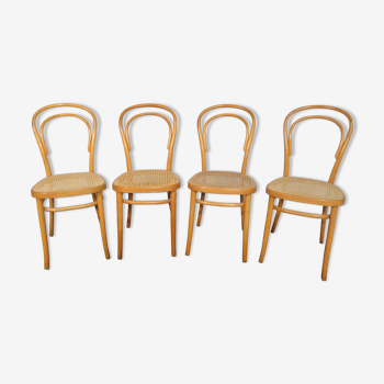 Set de 4 chaises cannées hêtre courbé