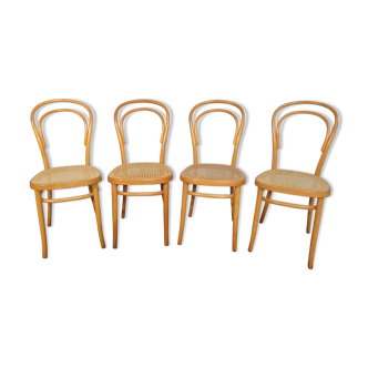 Set of 4 curved beech chairs