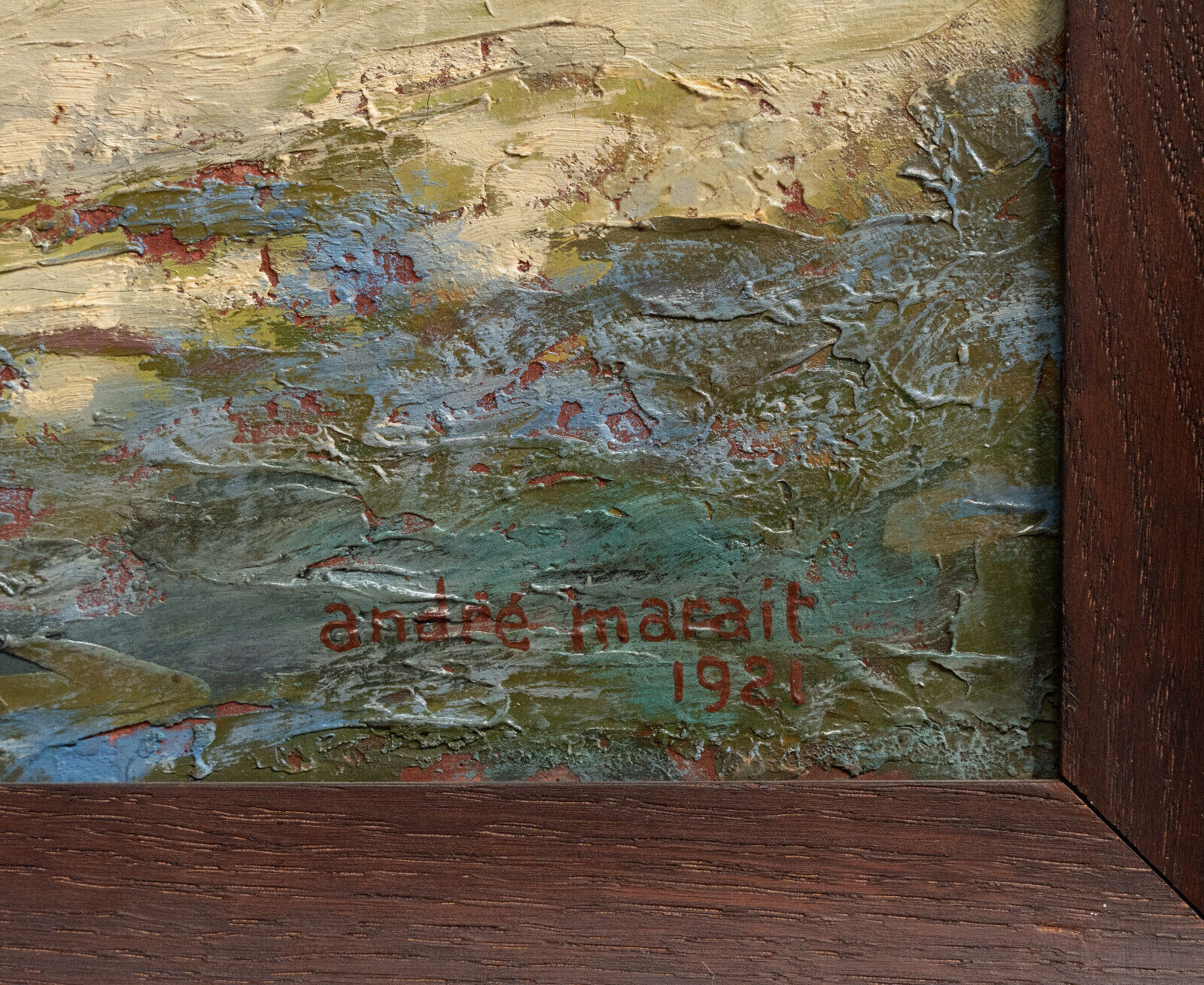 Oil on canvas by André Marait 1921 landscape flower garden XXth