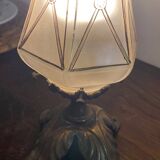 Art Deco bronze and glass table lamp