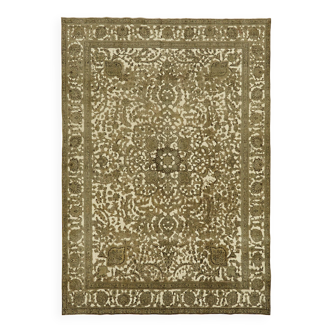 Handmade Turkish Contemporary 1980s 280 cm x 390 cm Beige Wool Carpet