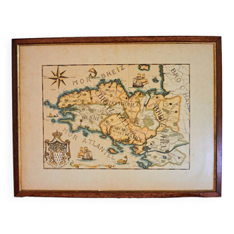 Old Map of Brittany By Derveaux Daniel Etching