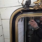 Napoleon III mirror from the 19th century with gold leaf, 190cm H