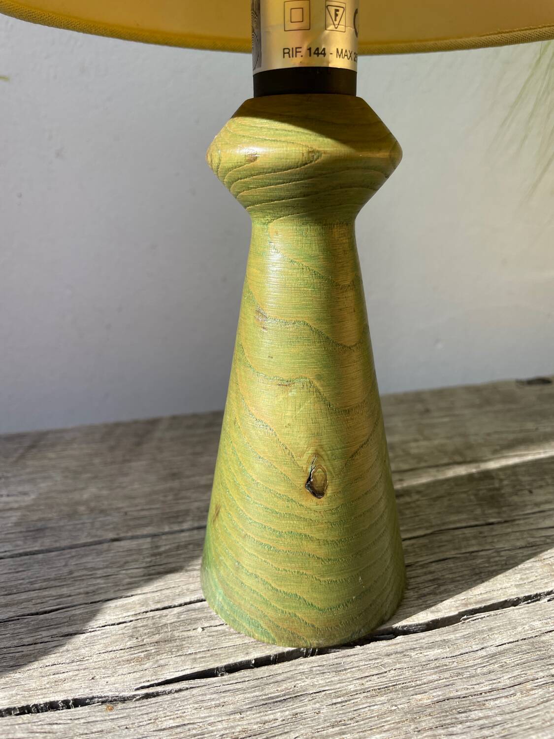 Italian green turned wood lamp, 1980
