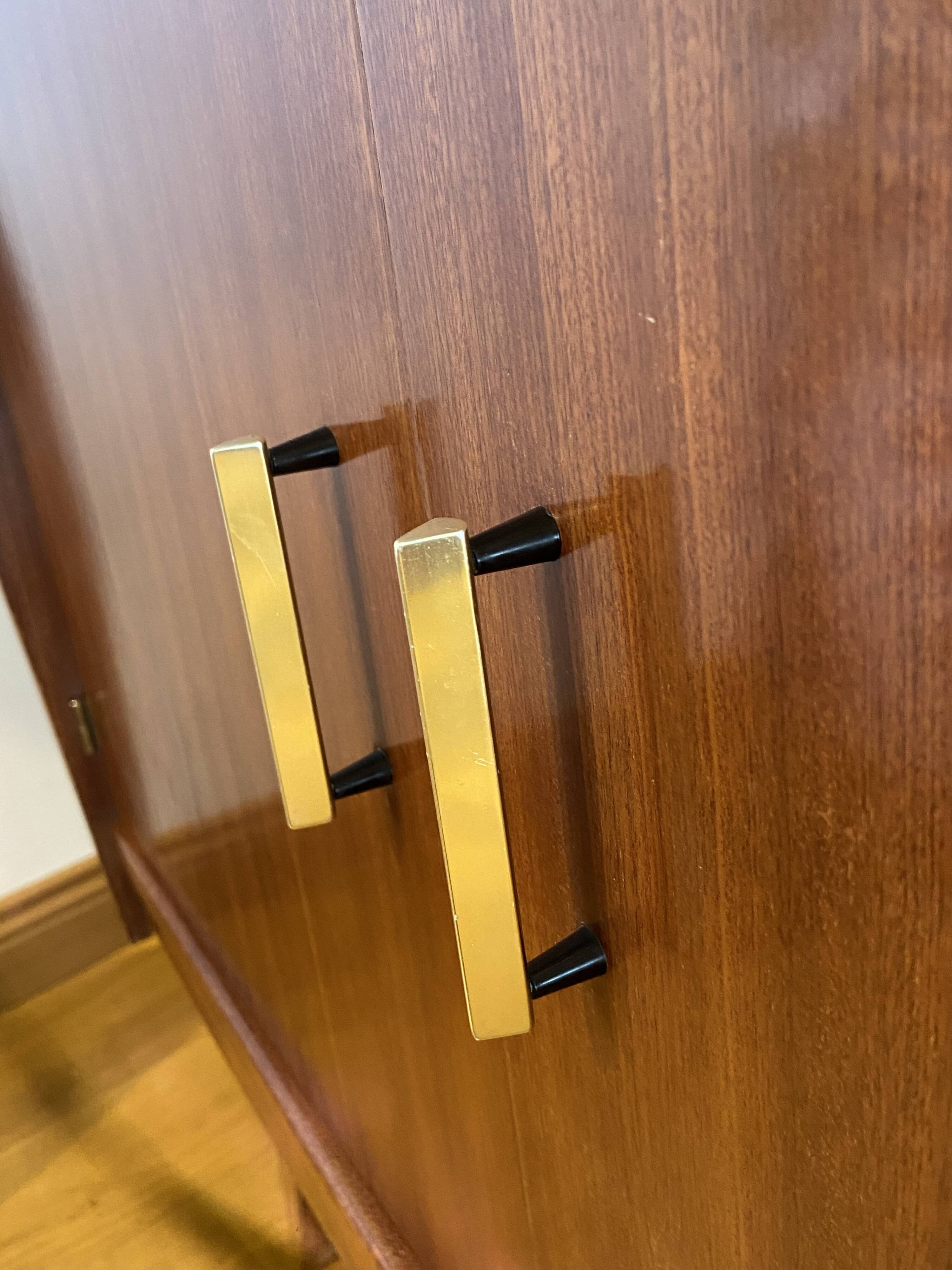 1960s teak veneered sideboard with brass details