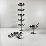 Set of 6 Guy Degrenne stainless steel ice cream cups with spoon