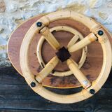 Table basse vintage en bois clair et bambou, circa 60