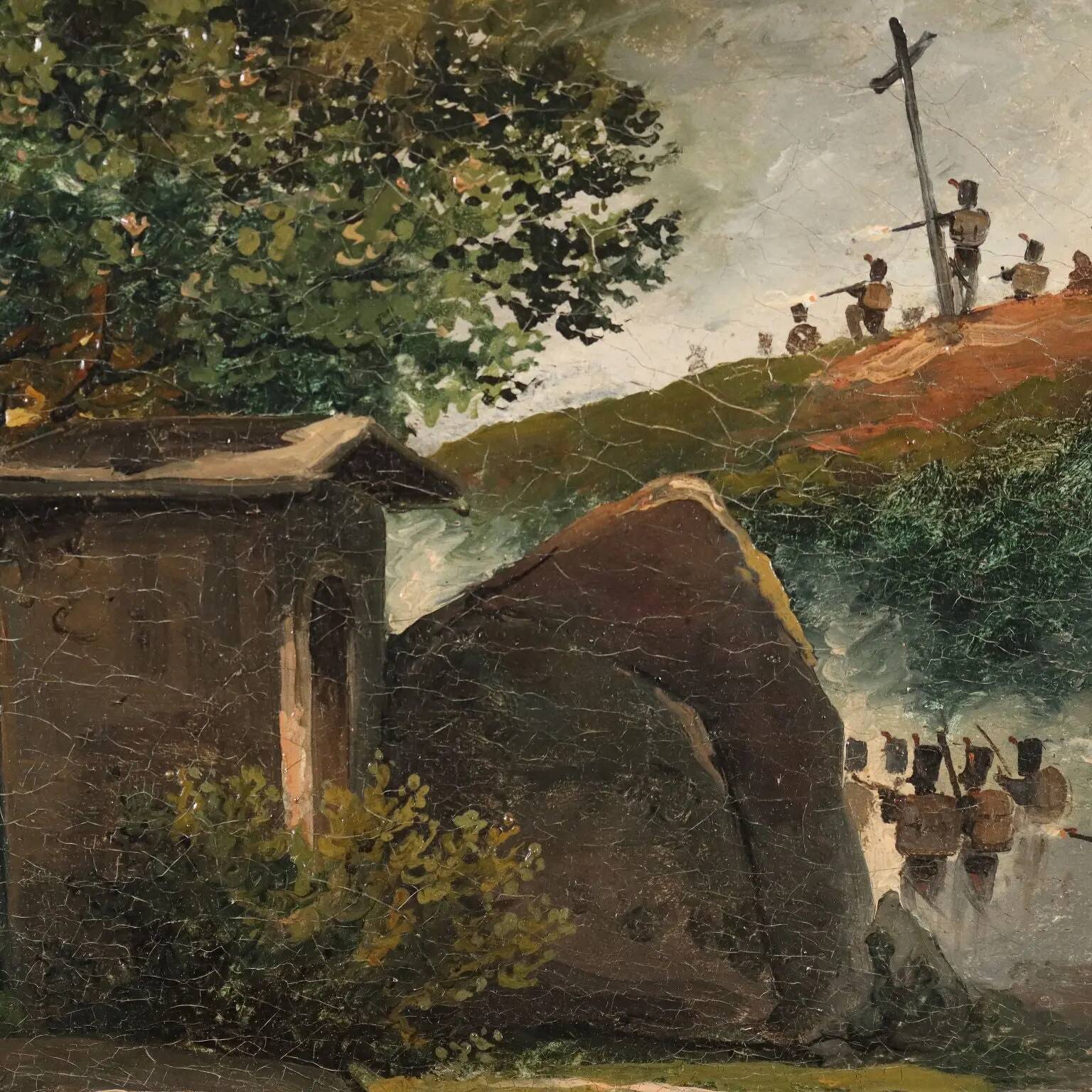 Ancient painting signed G. Canella, historical subject, around 1840.