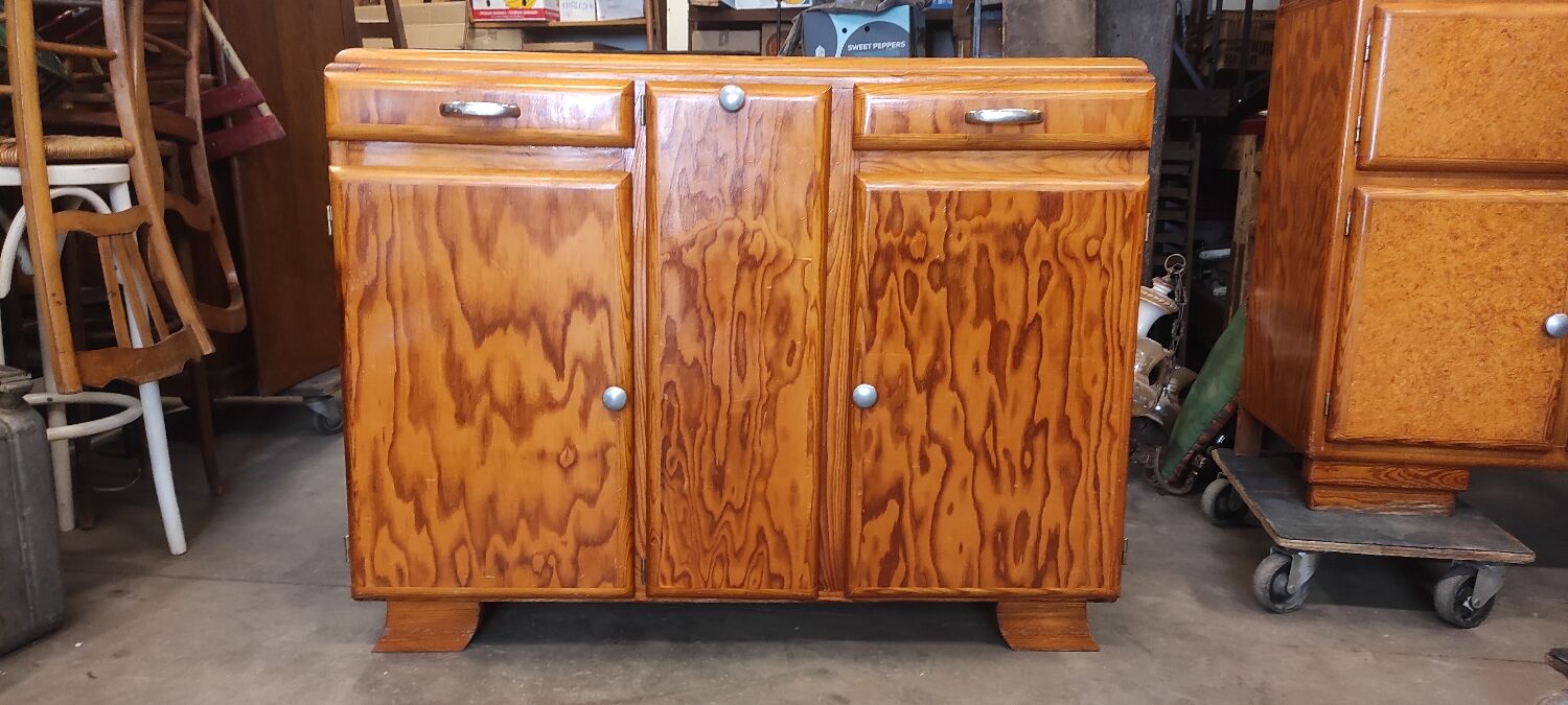 Low vintage Mado style Parisian sideboard 3 doors 2 drawers