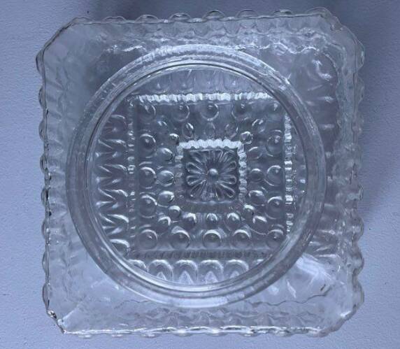 Square vintage moulded glass ceiling light fixture.