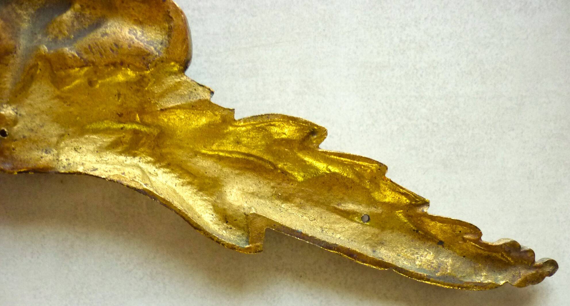Antique gilt bronze pediment, furniture decoration, mirror, signed JF