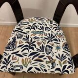 Set of 4 vintage wooden and fabric chairs, 1970