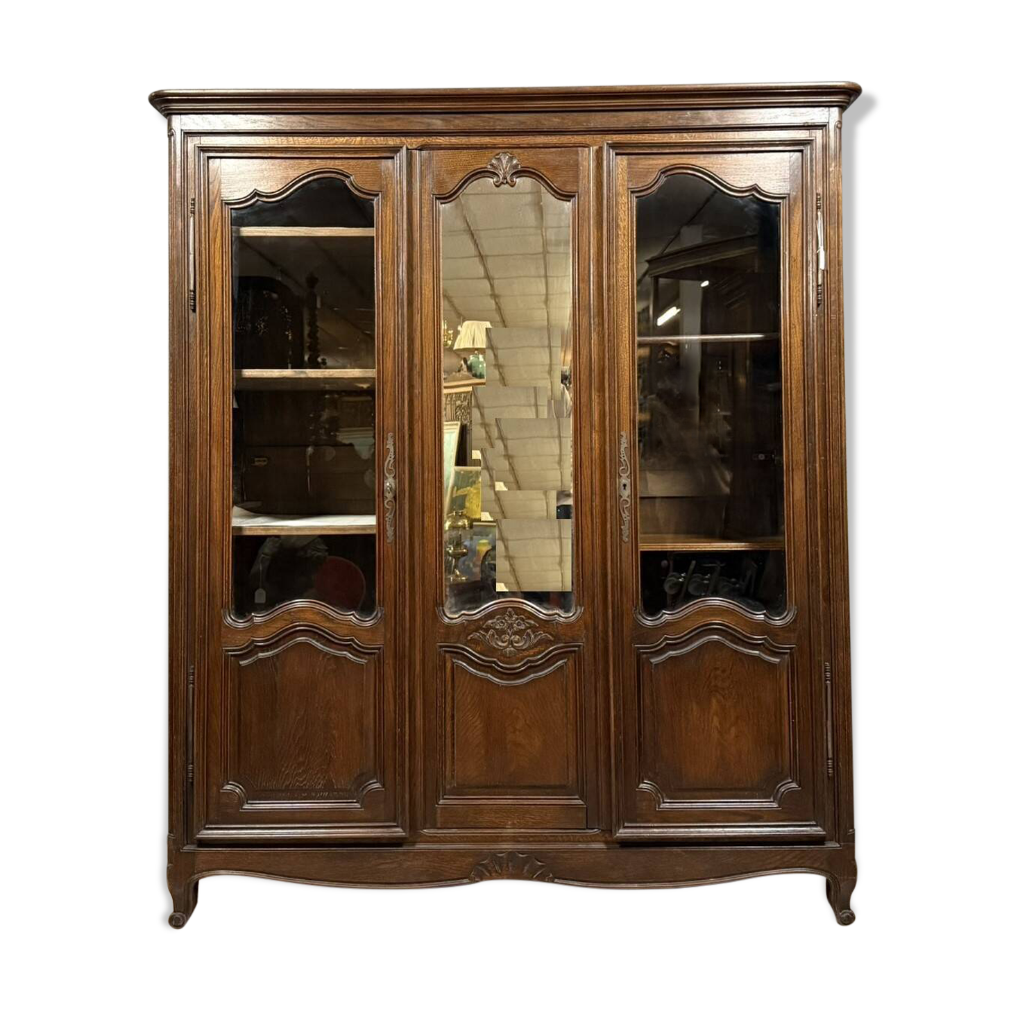 Louis XV style bookcase in solid oak circa 1880