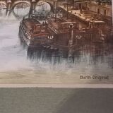 Burin original vue Paris square du Vert galant années 40
