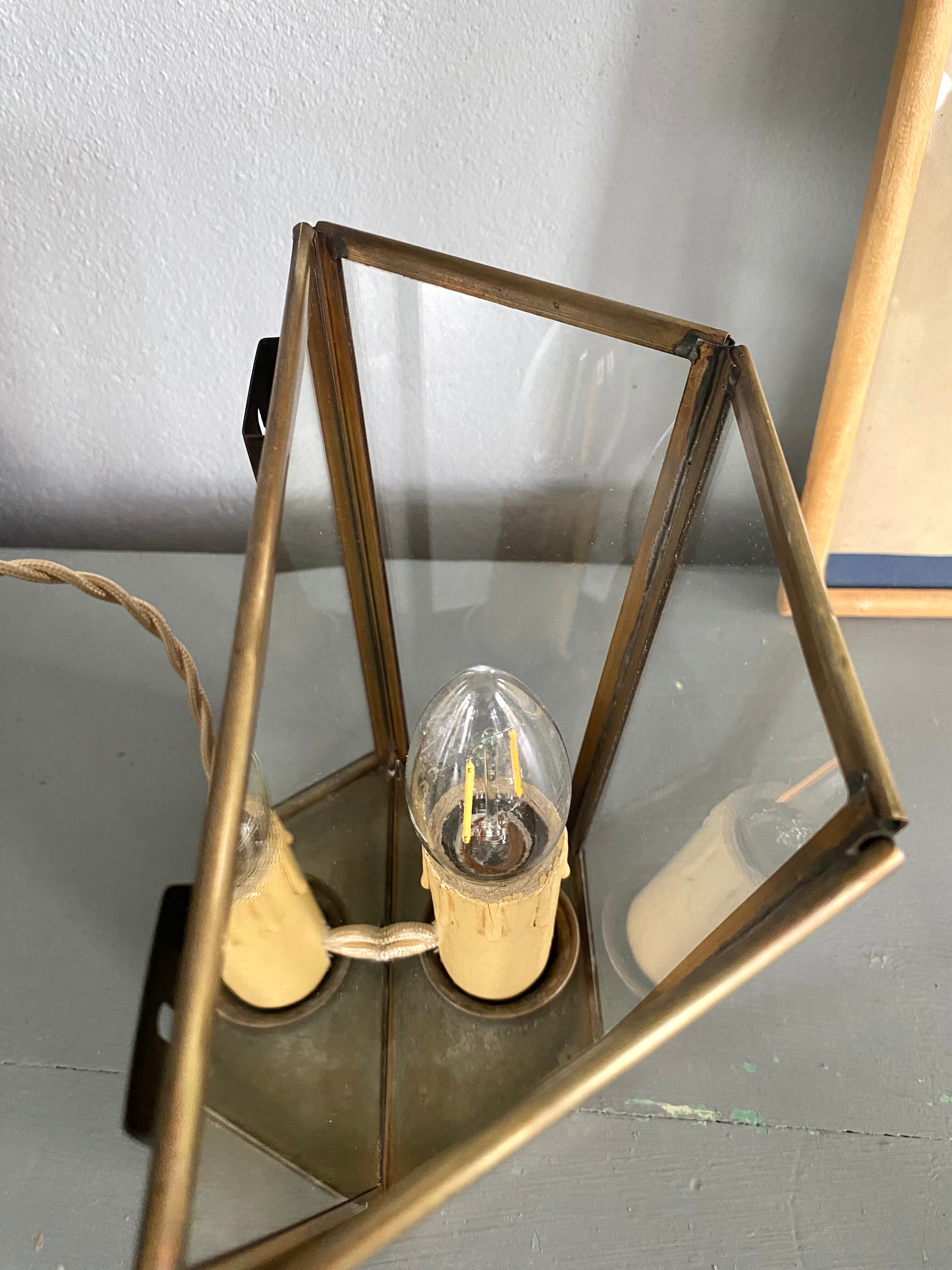 Brass wall lamp, mirror 50s