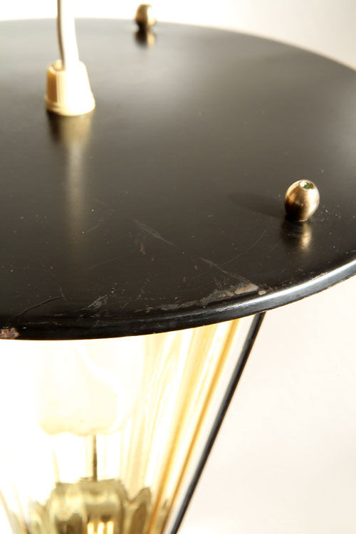 Scandivave amber glass metal and copper suspension lamp