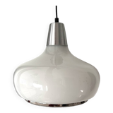 Vintage pendant light in white and silver opaline