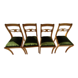 Lot 4 chaises assise - velours vert