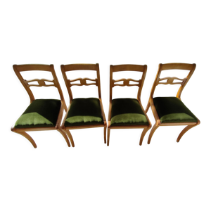 Lot 4 chaises assise velours vert
