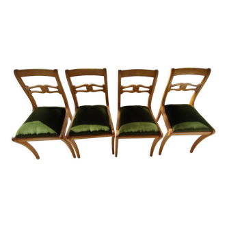 Set 4 chairs sitting green velvet