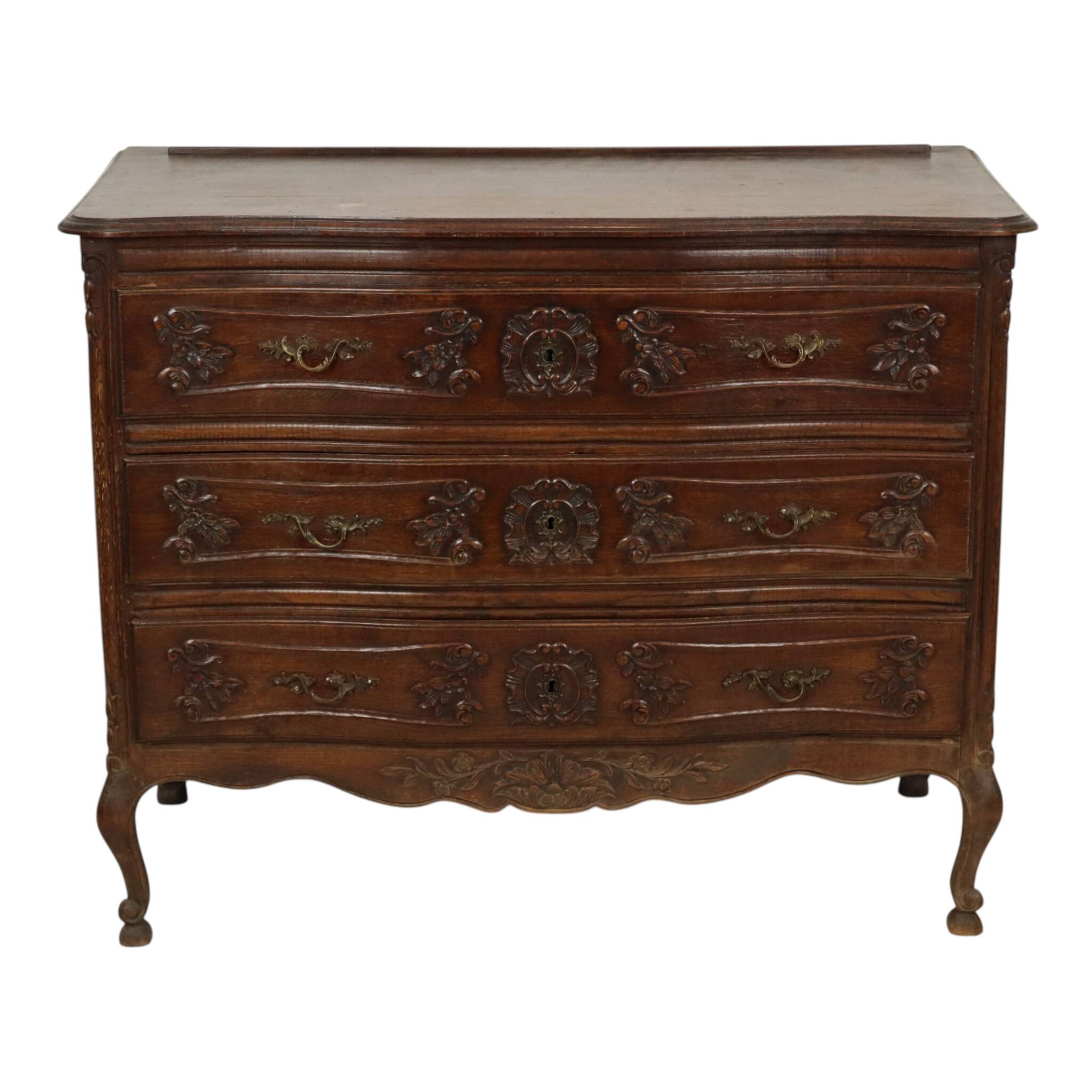 Commode en chêne massif antique France 19e siècle