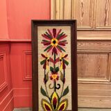 Large wool flower tapestry canvas 1970