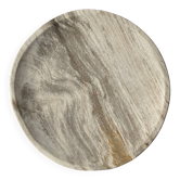 Vide poche, plat ou assiette circulaire en bois pétrifié beige