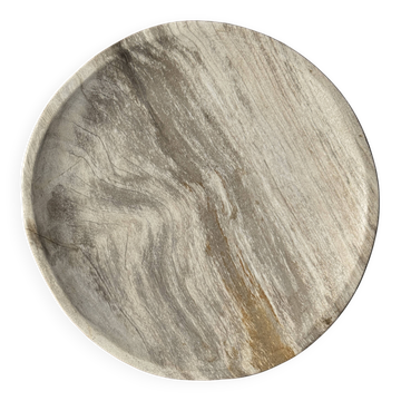 Petrified wood vide poche, circular dish or plate in light beige D25.