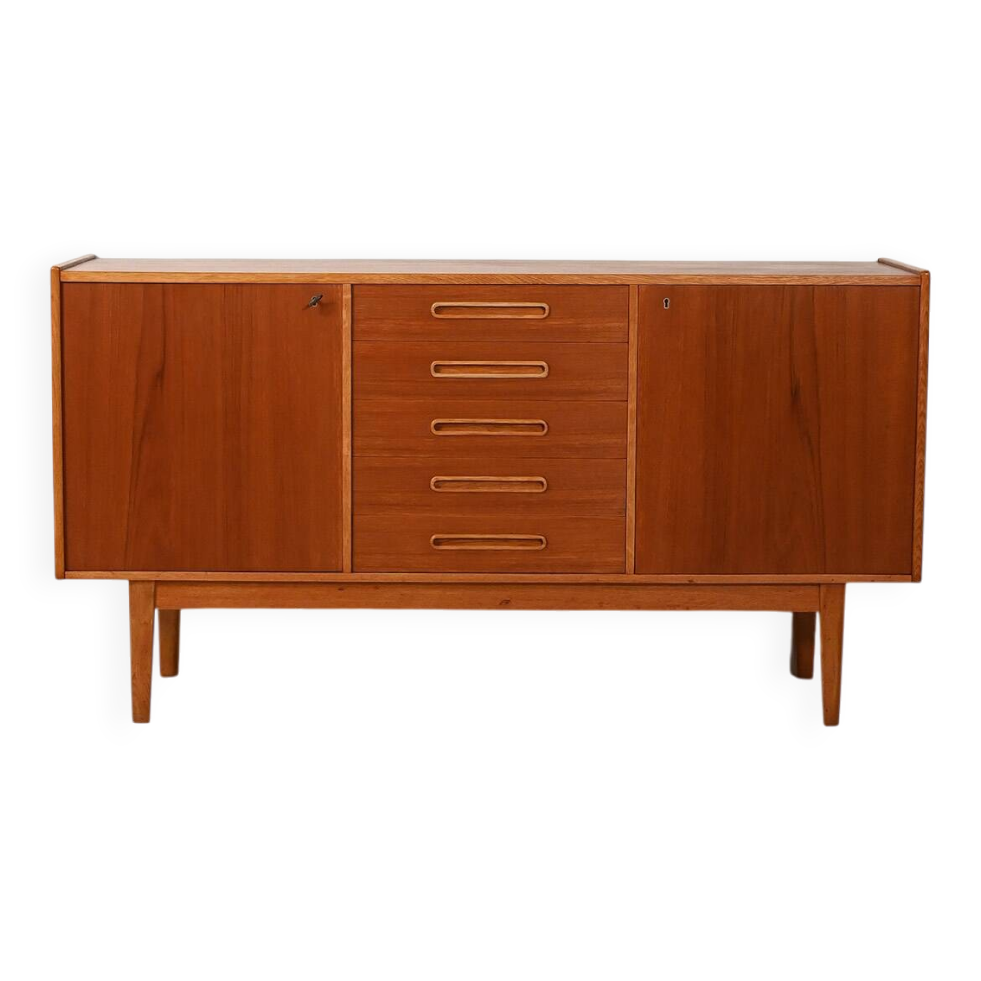 1950s Scandinavian sideboard with inlaid handles