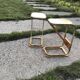 Set of 2 mid-century brown wooden side tables with magazine rack, Italy 1950s