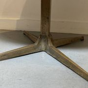 Oval coffee table in the style of Florence Knoll, marble/travertine top, piece.