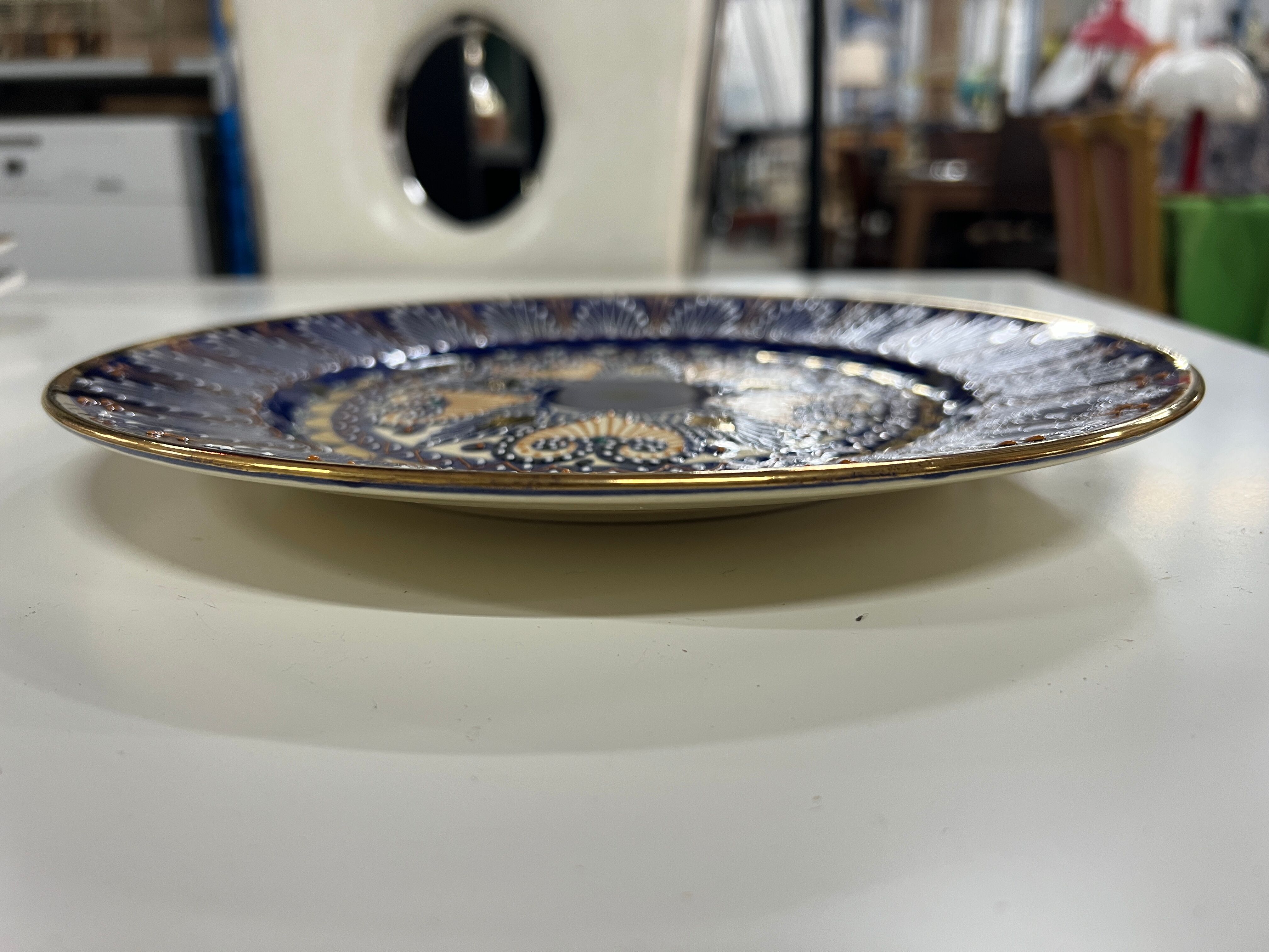 decorative plate enamelled vintage in earthenware HB Quimper