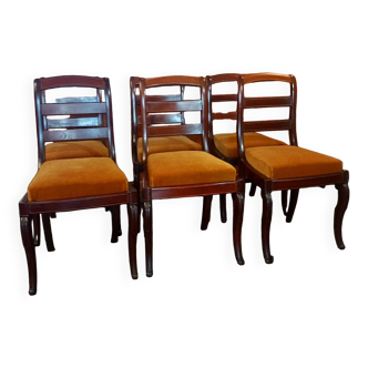 6 mahogany chairs from the 19th century, restoration period