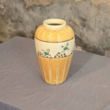 Orange and green ceramic vase with duck motif