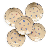 5 small vintage porcelain plates K&G Luneville "Flore" 1950s small blue flowers