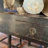 Table carrée ancienne bois laqué