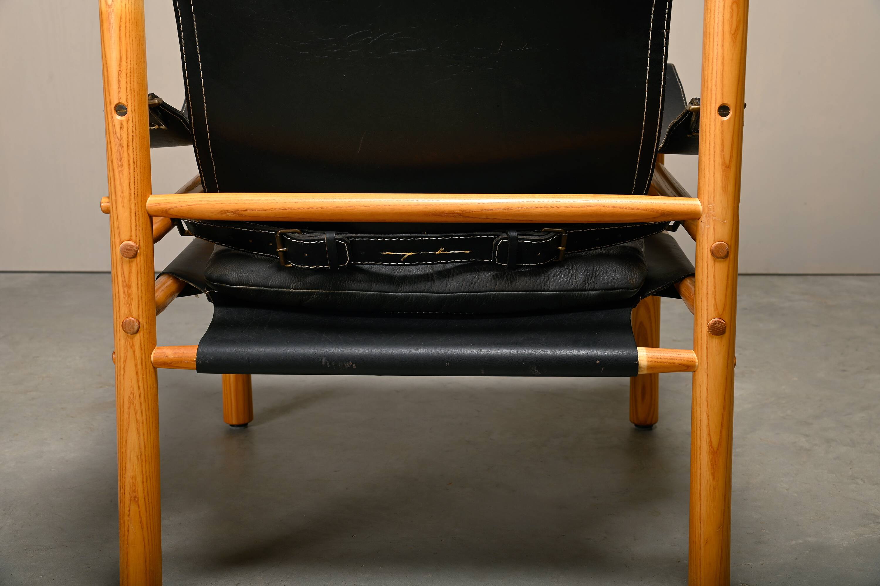 Arne Norell Sirocco Safari Lounge Chairs in Black Leather and Ash, Sweden