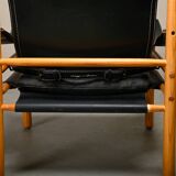 Arne Norell Sirocco Safari Lounge Chairs in Black Leather and Ash, Sweden