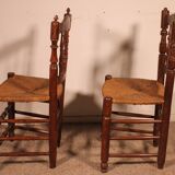 2 rush-seated oak chairs - 19th century