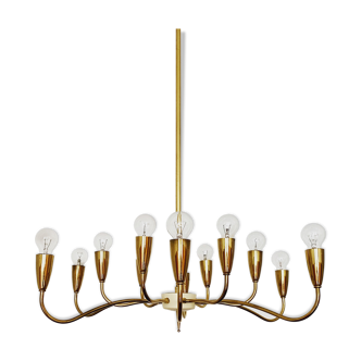 Italian mid century modern brass Sputnik chandelier