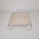 Italian Square Travertine Coffee Table with Steel Base, 1980's