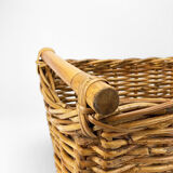 Braided rattan laundry basket