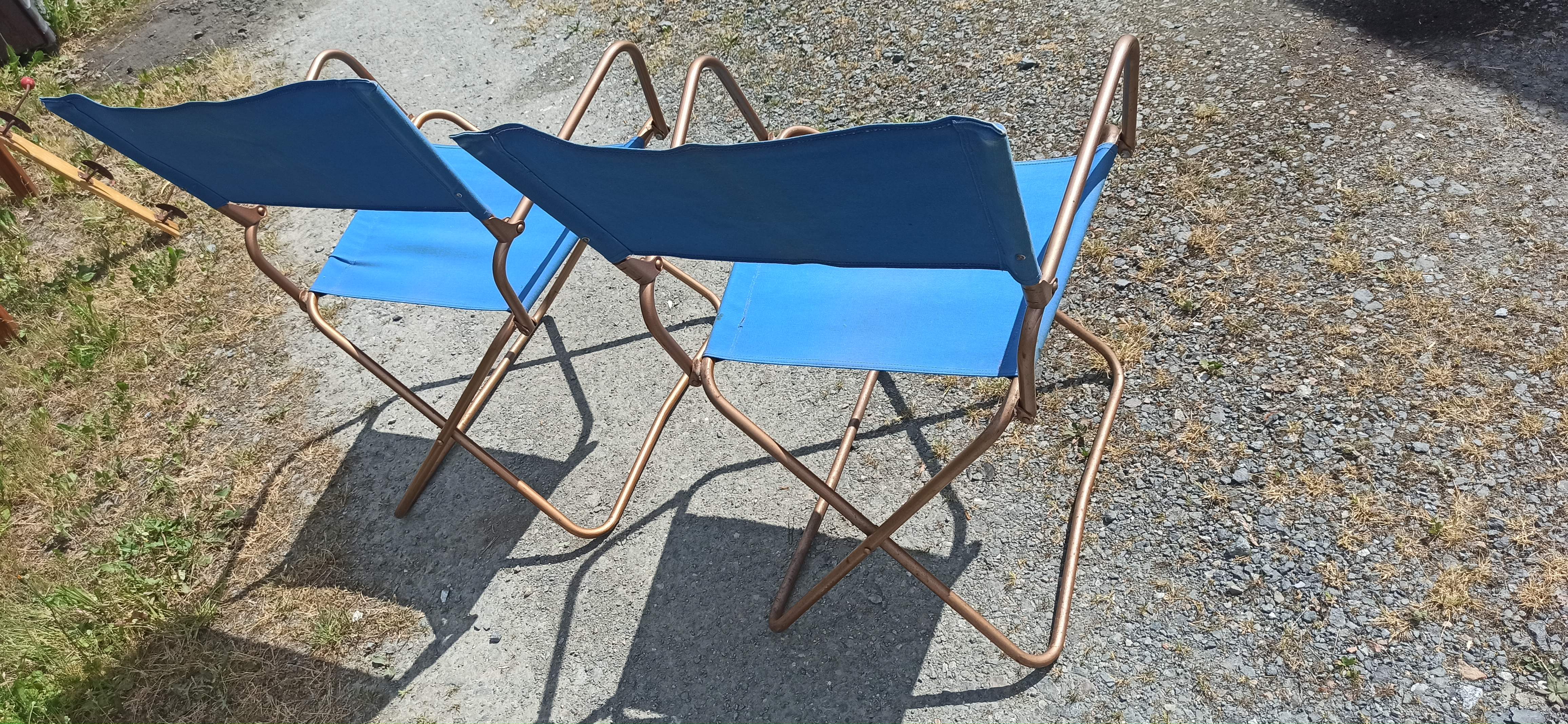 Paire de fauteuils chaises lafuma chantazur toile bleu