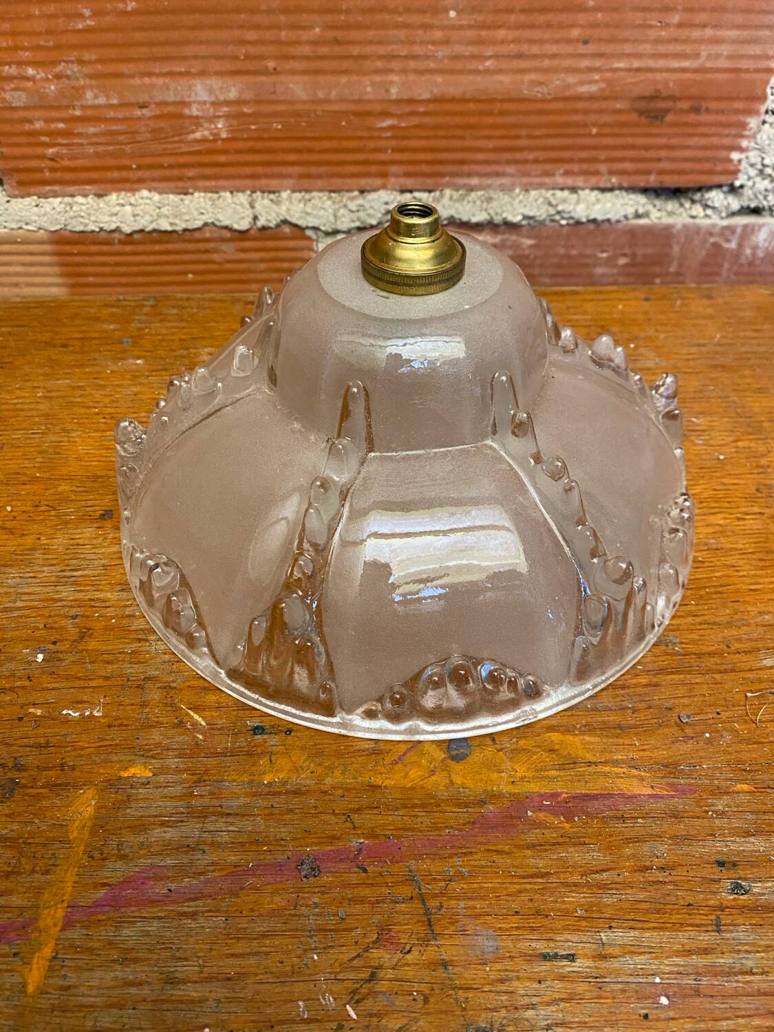 Antique Pendant Light Globe Molded Glass Art Deco Frosted Vintage