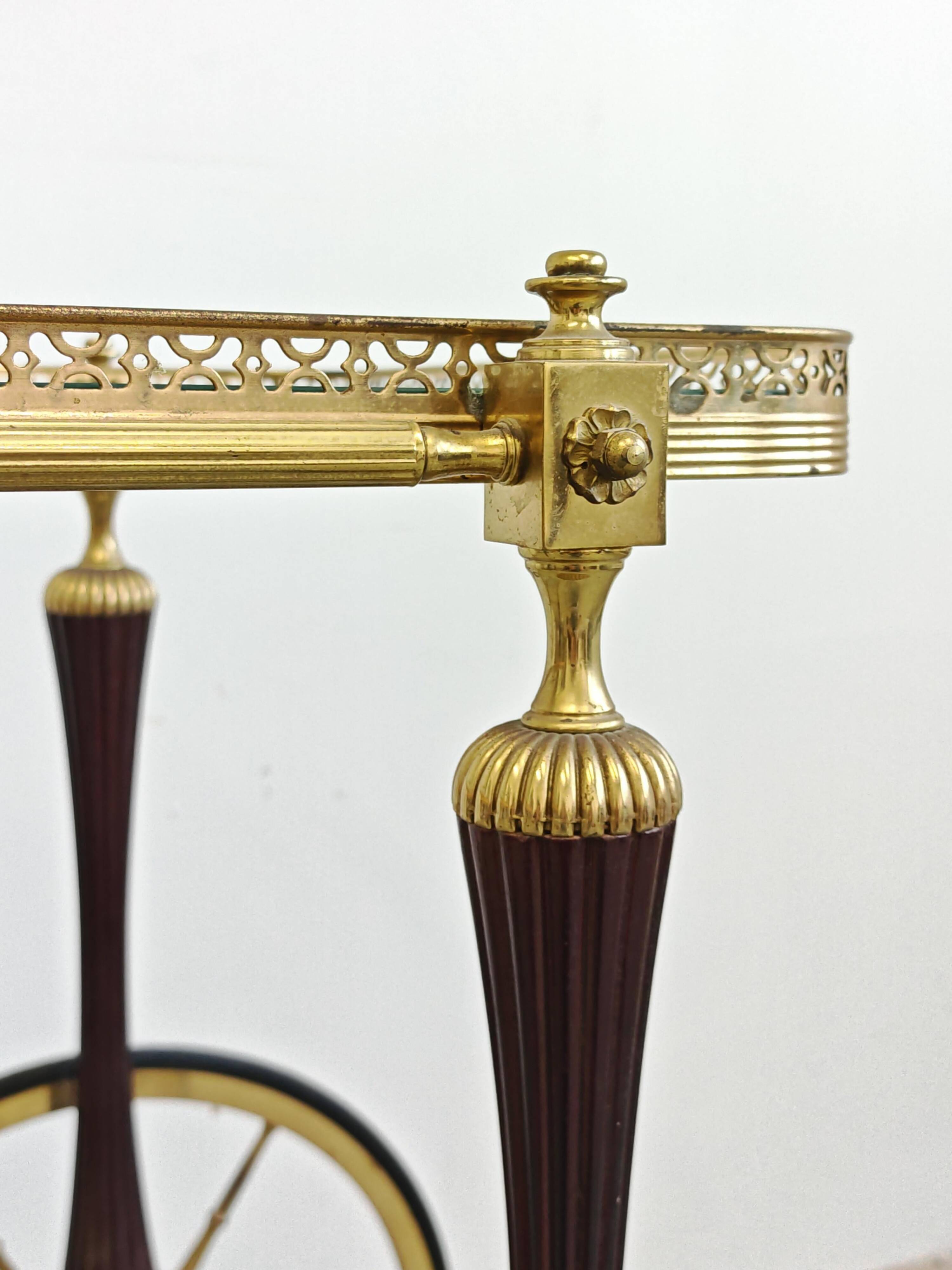 Hollywood Regency Sideboard in Brass and Mahogany 1940s