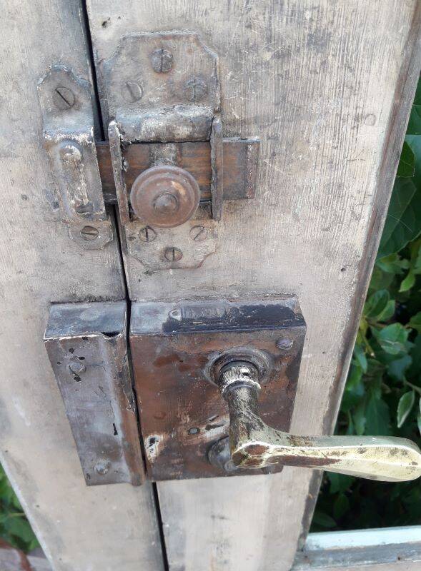 Old glazed door 211.5x105.5cm and its entrance door frame.