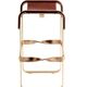 Tabouret de Bar Acier Laiton Vieilli et Cuir de Selle Marron Foncé, Style Contemporain