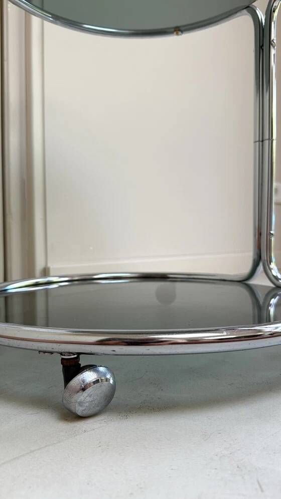 Vintage round chrome trolley / serving cart